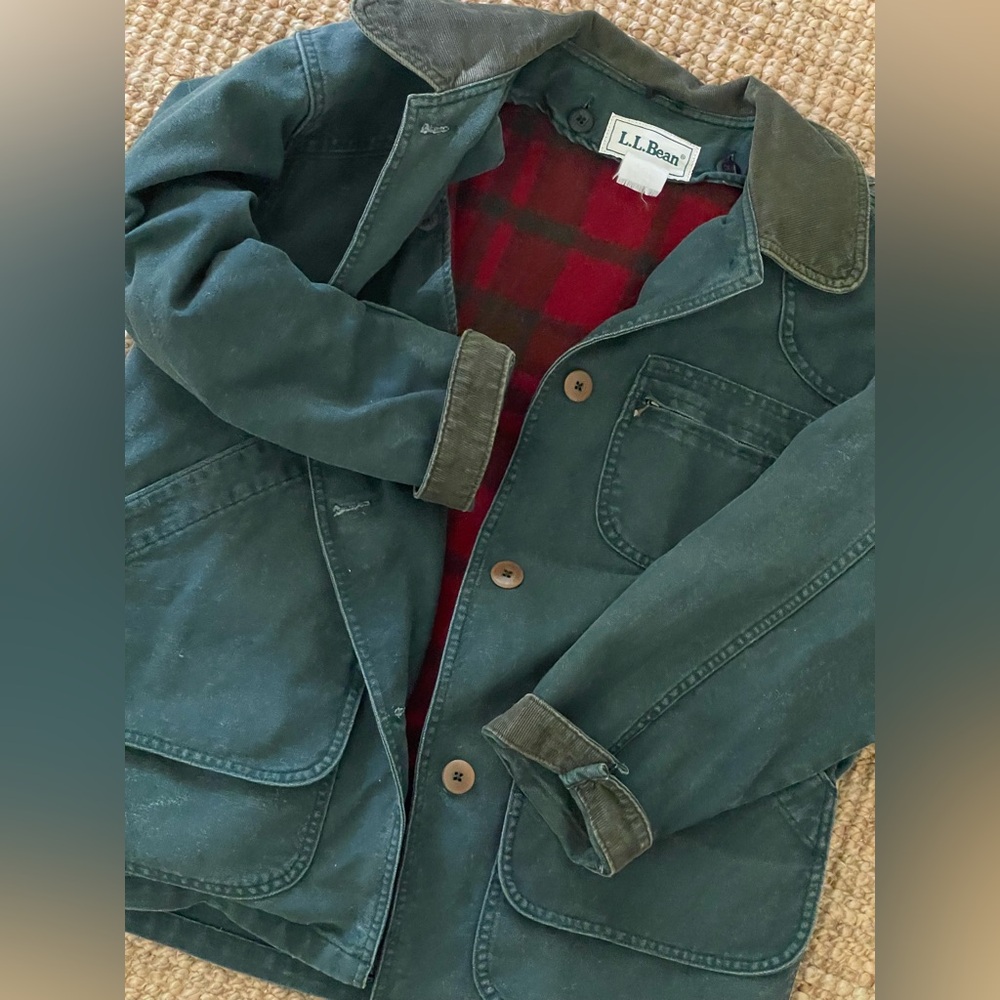 Vintage LL Bean Green Barn Chore Coat - Wool Removable Liner, S/M